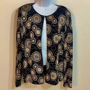 Metallic Trim Blazer Top Black / White Dots /  Gold Metallic Thread LG Onyx Nite